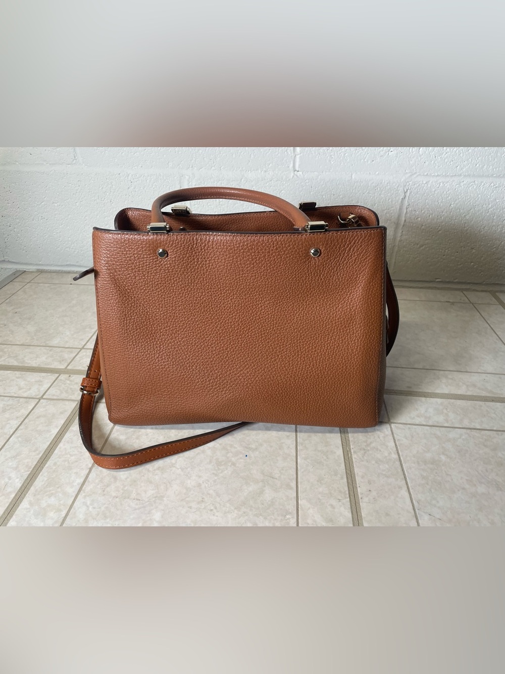 Kate Spade - Structured Leather Tote Bag in Cognac Brown